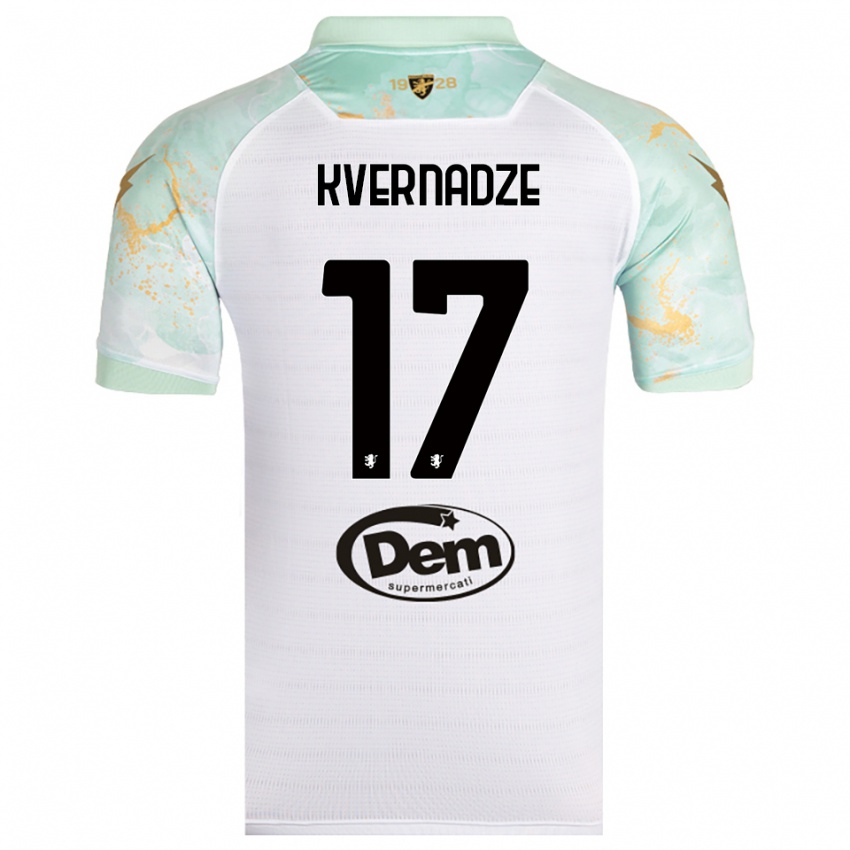 גברים גיורגי קברנדזה #17 לבן שחור הרחק ג'רזי 2025/26 חולצה קצרה