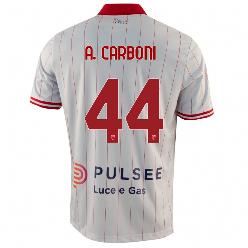 גברים אנדראה קרבוני #44 לבן אדום כחול הרחק ג'רזי 2025/26 חולצה קצרה