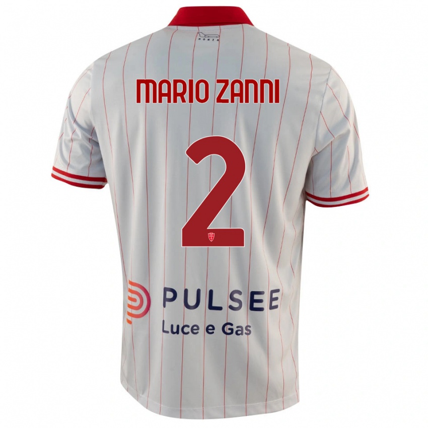 גברים Mario Zanni #2 לבן אדום כחול הרחק ג'רזי 2025/26 חולצה קצרה