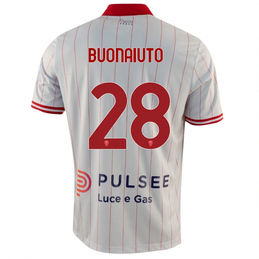 גברים Marco Buonaiuto #28 לבן אדום כחול הרחק ג'רזי 2025/26 חולצה קצרה