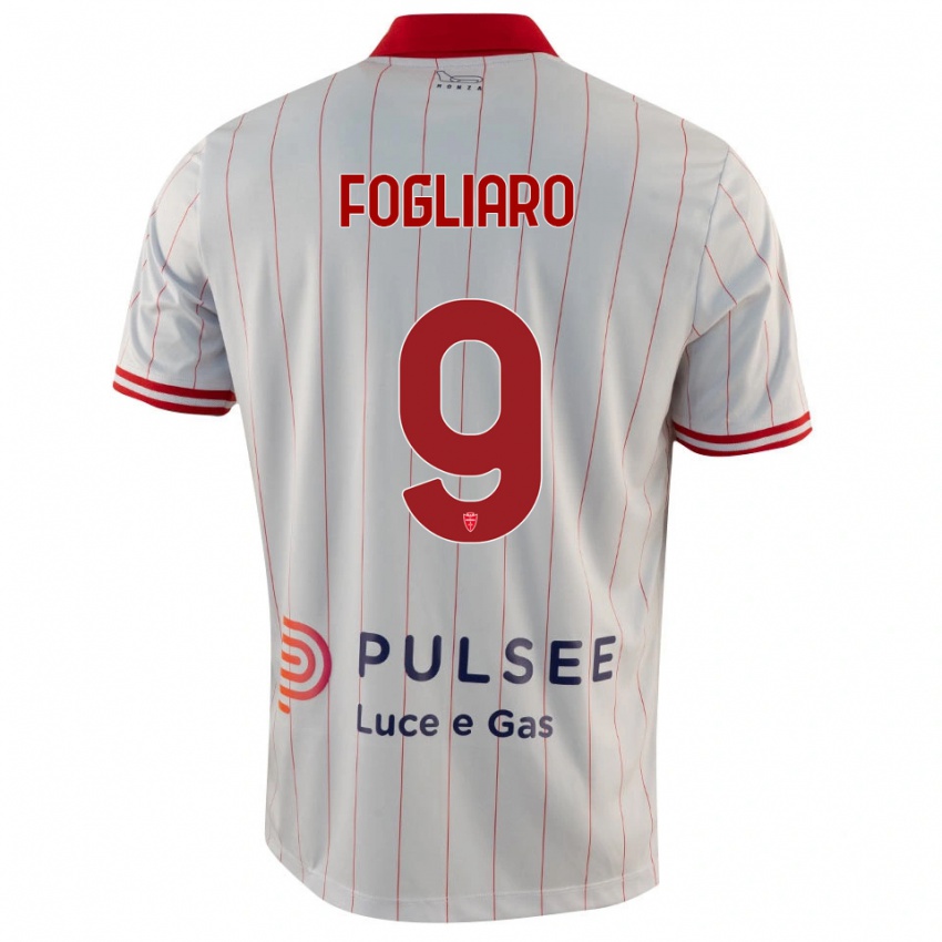 גברים Christian Fogliaro #9 לבן אדום כחול הרחק ג'רזי 2025/26 חולצה קצרה