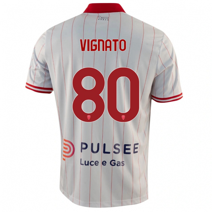 גברים סמואלה ויגנאטו #80 לבן אדום כחול הרחק ג'רזי 2025/26 חולצה קצרה