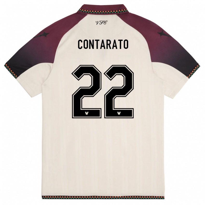 גברים Ettore Contarato #22 קרם בורדו הרחק ג'רזי 2025/26 חולצה קצרה