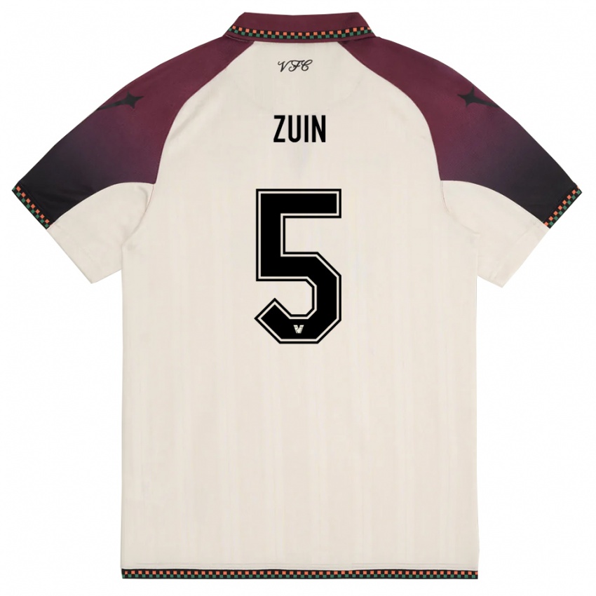 גברים Gregorio Zuin #5 קרם בורדו הרחק ג'רזי 2025/26 חולצה קצרה