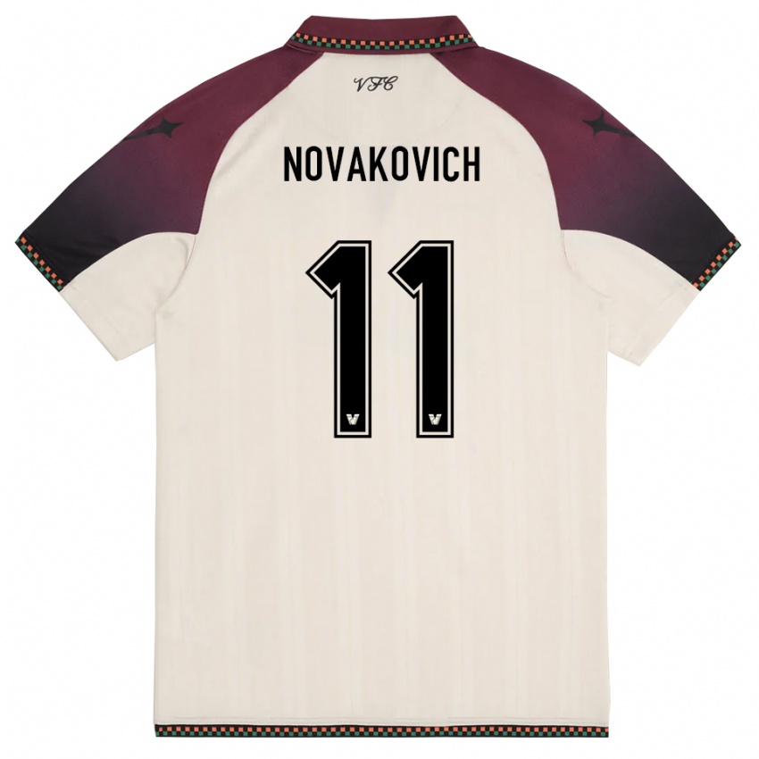 גברים אנדריאה נובקוביץ #11 קרם בורדו הרחק ג'רזי 2025/26 חולצה קצרה