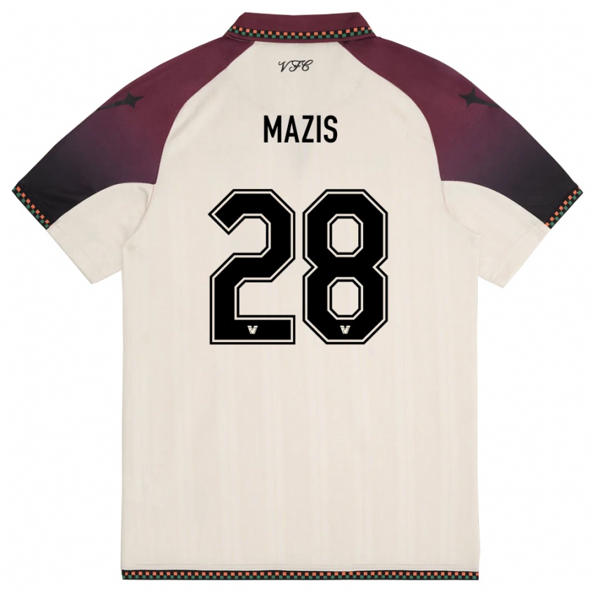 גברים Francesca Mazis #28 קרם בורדו הרחק ג'רזי 2025/26 חולצה קצרה