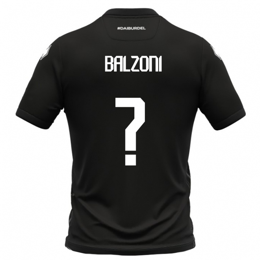 גברים Mattia Balzoni #0 שחור לבן הרחק ג'רזי 2025/26 חולצה קצרה