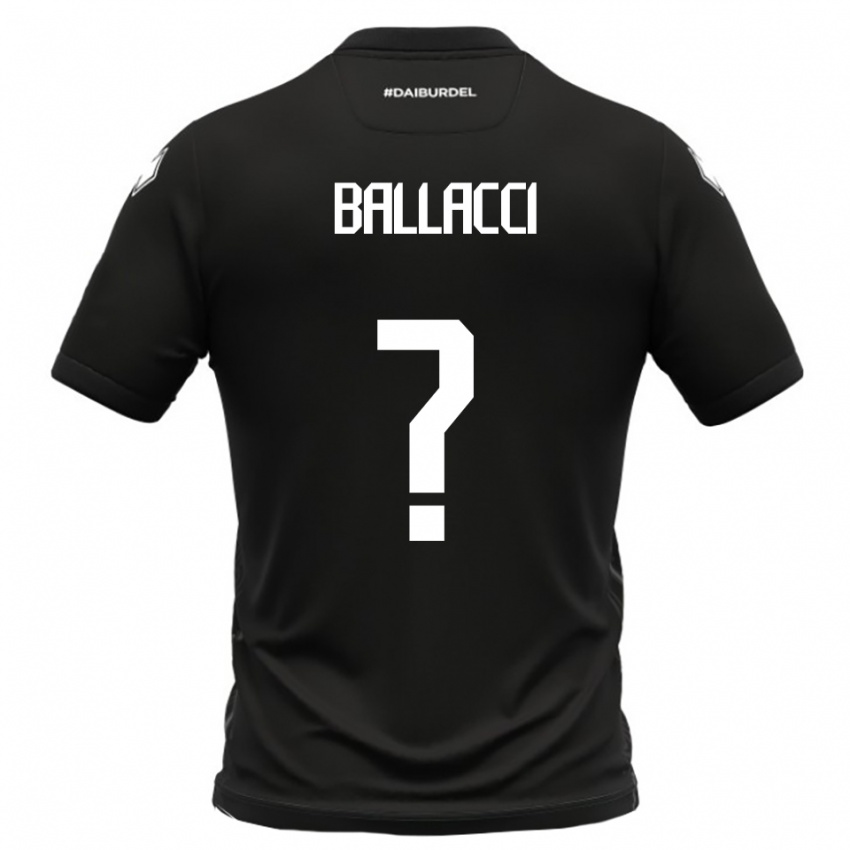 גברים Edoardo Ballacci #0 שחור לבן הרחק ג'רזי 2025/26 חולצה קצרה