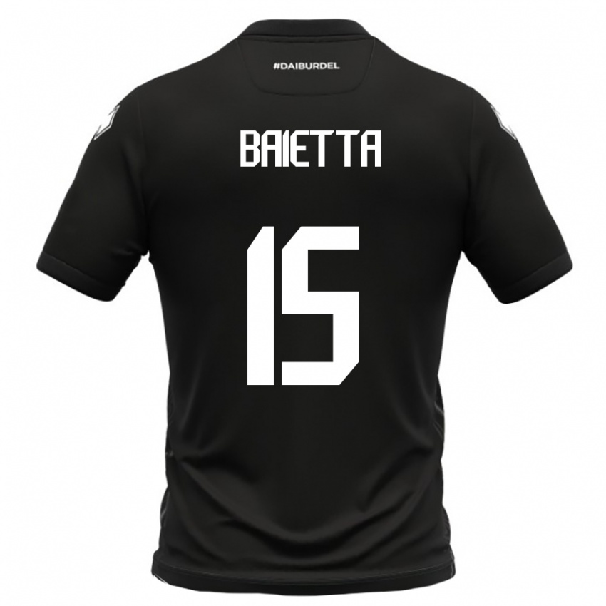 גברים Pietro Baietta #15 שחור לבן הרחק ג'רזי 2025/26 חולצה קצרה