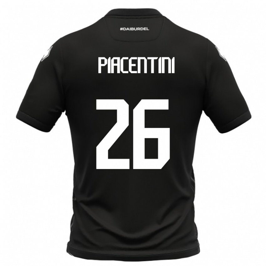 גברים מתאו פיאצ׳נטיני #26 שחור לבן הרחק ג'רזי 2025/26 חולצה קצרה