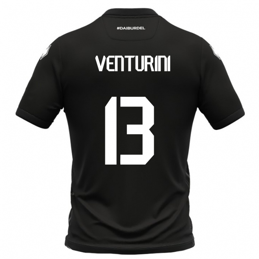 גברים Diego Venturini #13 שחור לבן הרחק ג'רזי 2025/26 חולצה קצרה