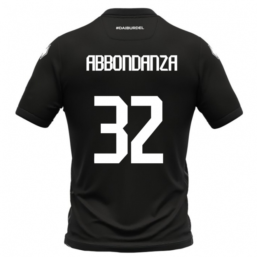 גברים Simone Abbondanza #32 שחור לבן הרחק ג'רזי 2025/26 חולצה קצרה