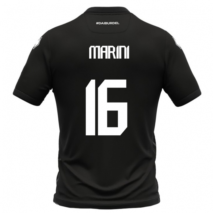 גברים David Marini #16 שחור לבן הרחק ג'רזי 2025/26 חולצה קצרה
