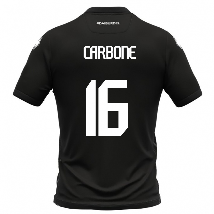 גברים Andrea Carbone #16 שחור לבן הרחק ג'רזי 2025/26 חולצה קצרה