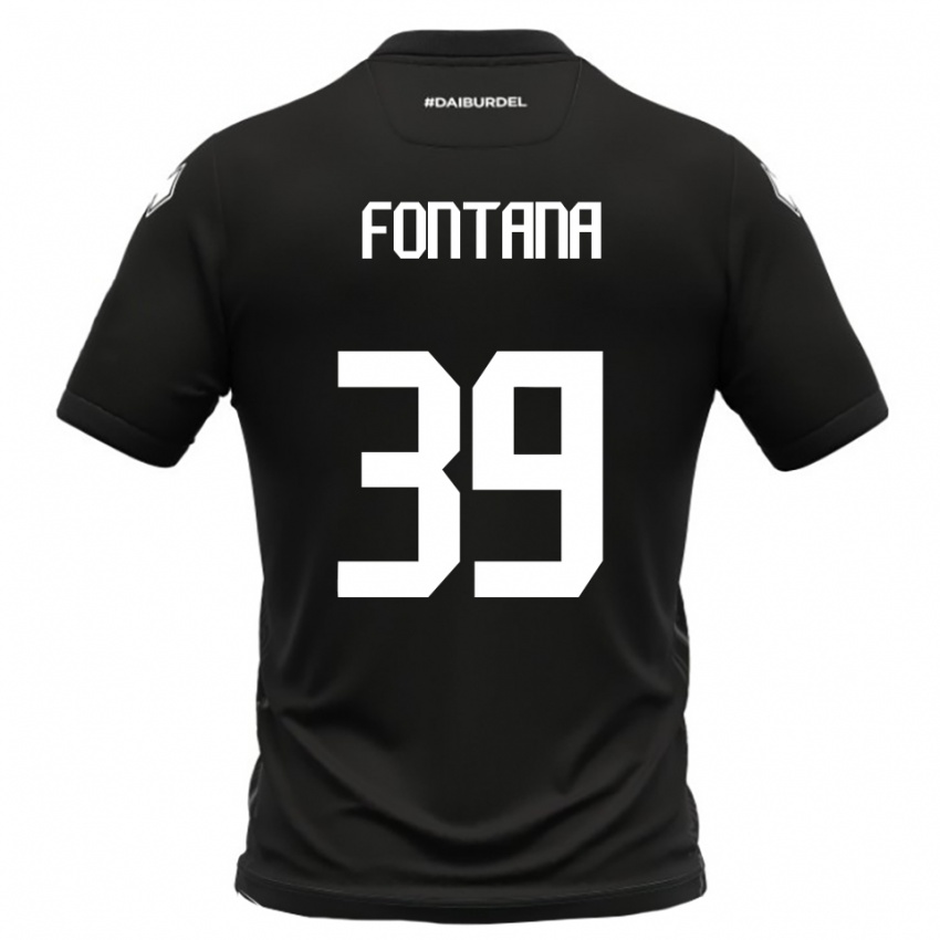 גברים Niccolò Fontana #39 שחור לבן הרחק ג'רזי 2025/26 חולצה קצרה