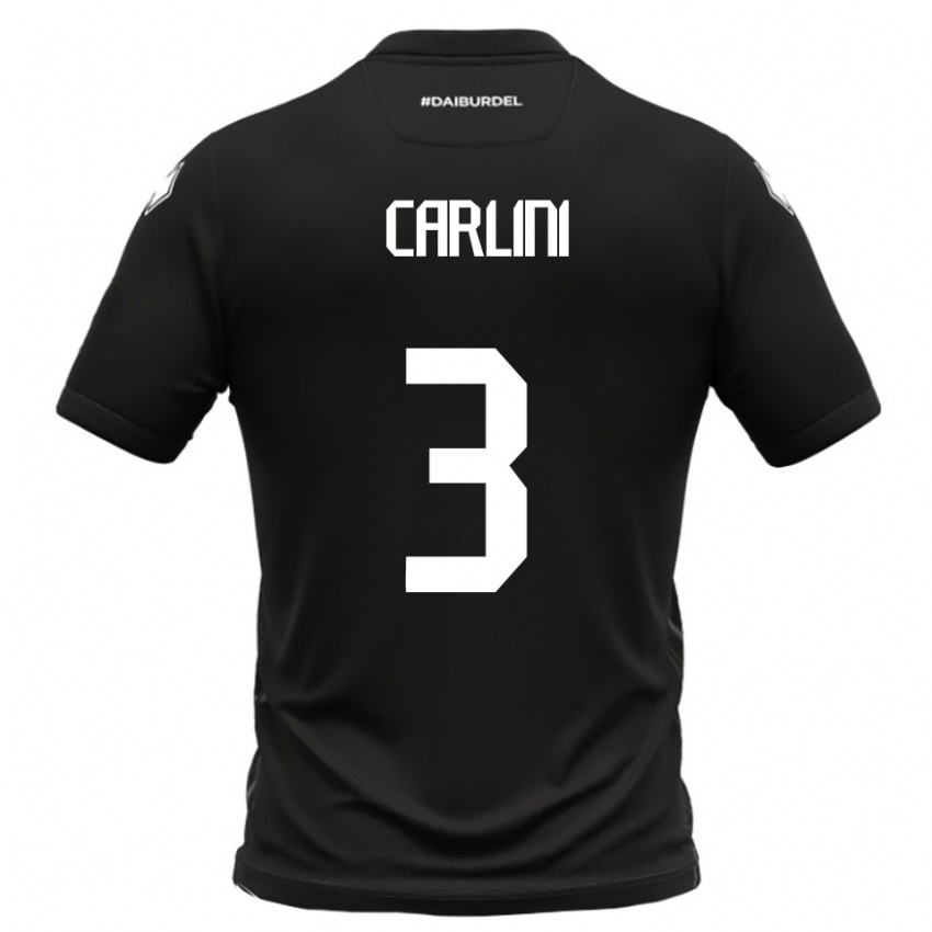 גברים Alessandro Carlini #3 שחור לבן הרחק ג'רזי 2025/26 חולצה קצרה