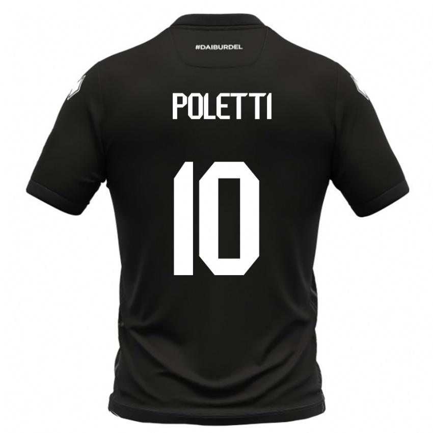 גברים Thomas Poletti #10 שחור לבן הרחק ג'רזי 2025/26 חולצה קצרה