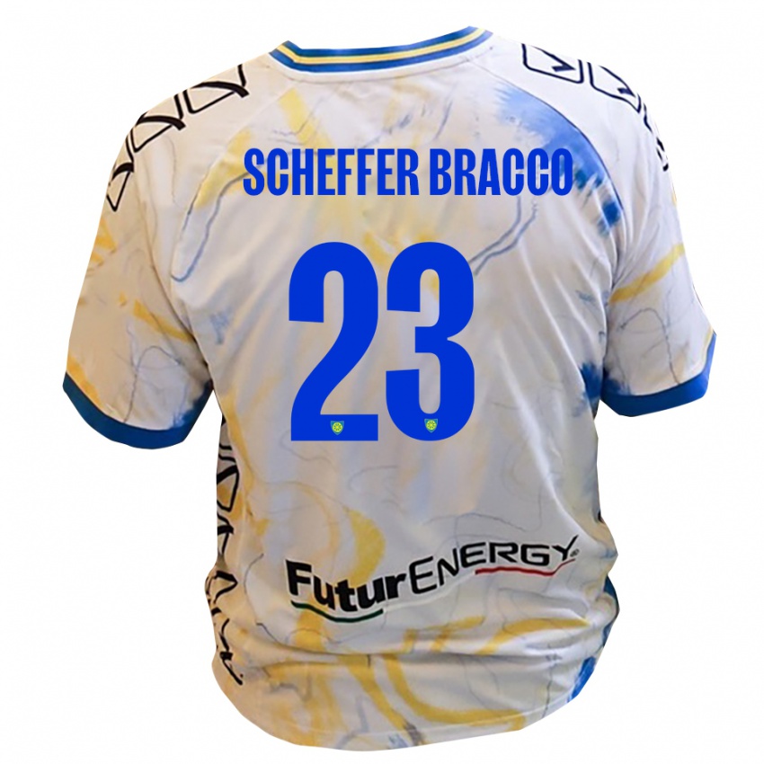 גברים מתאו שפר בראקו #23 לבן צהוב כחול הרחק ג'רזי 2025/26 חולצה קצרה