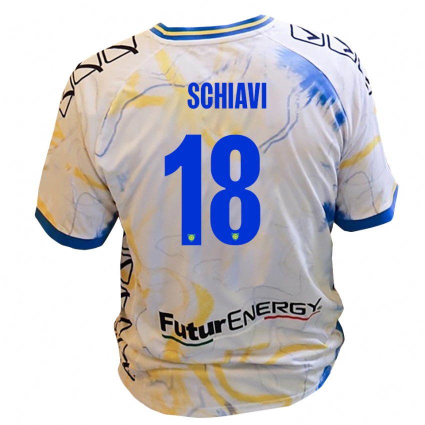 גברים ניקולס שיאבי #18 לבן צהוב כחול הרחק ג'רזי 2025/26 חולצה קצרה