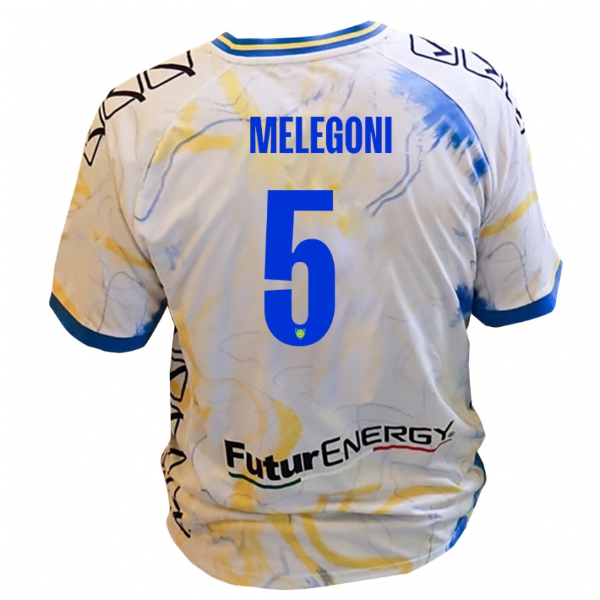 גברים Filippo Melegoni #5 לבן צהוב כחול הרחק ג'רזי 2025/26 חולצה קצרה