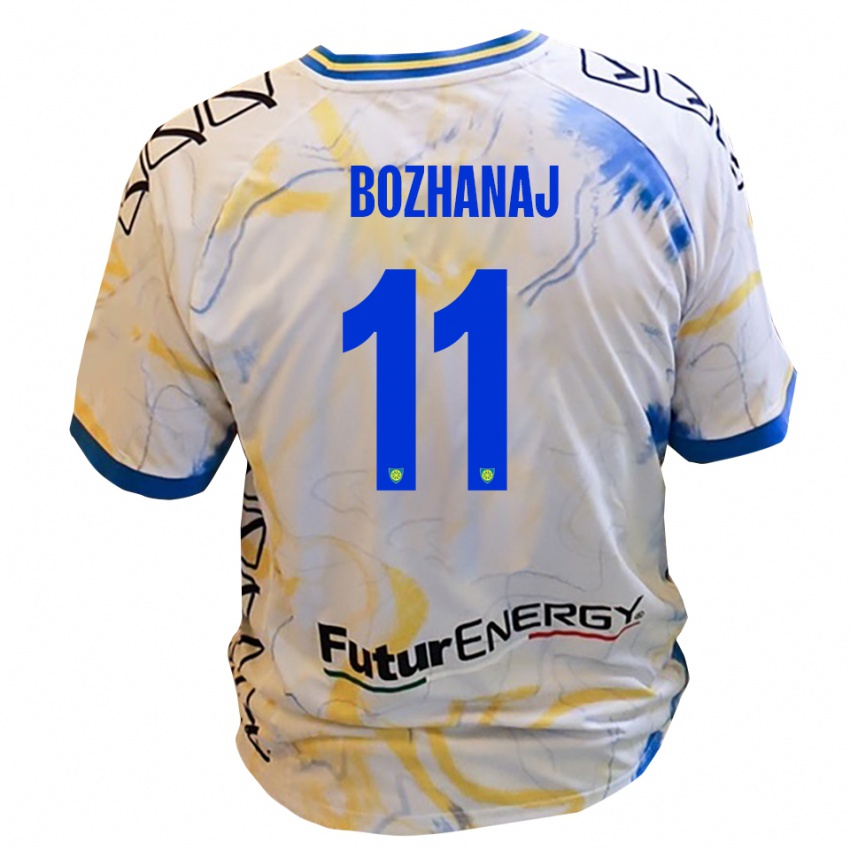 גברים Kleis Bozhanaj #11 לבן צהוב כחול הרחק ג'רזי 2025/26 חולצה קצרה