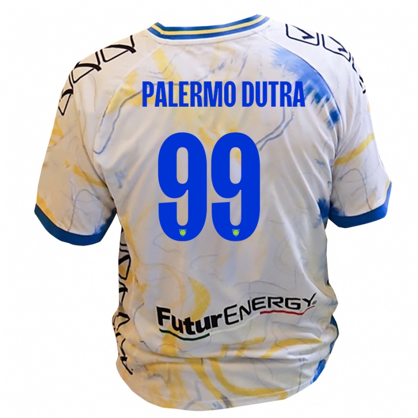 גברים Ryduan Palermo Dutra #99 לבן צהוב כחול הרחק ג'רזי 2025/26 חולצה קצרה