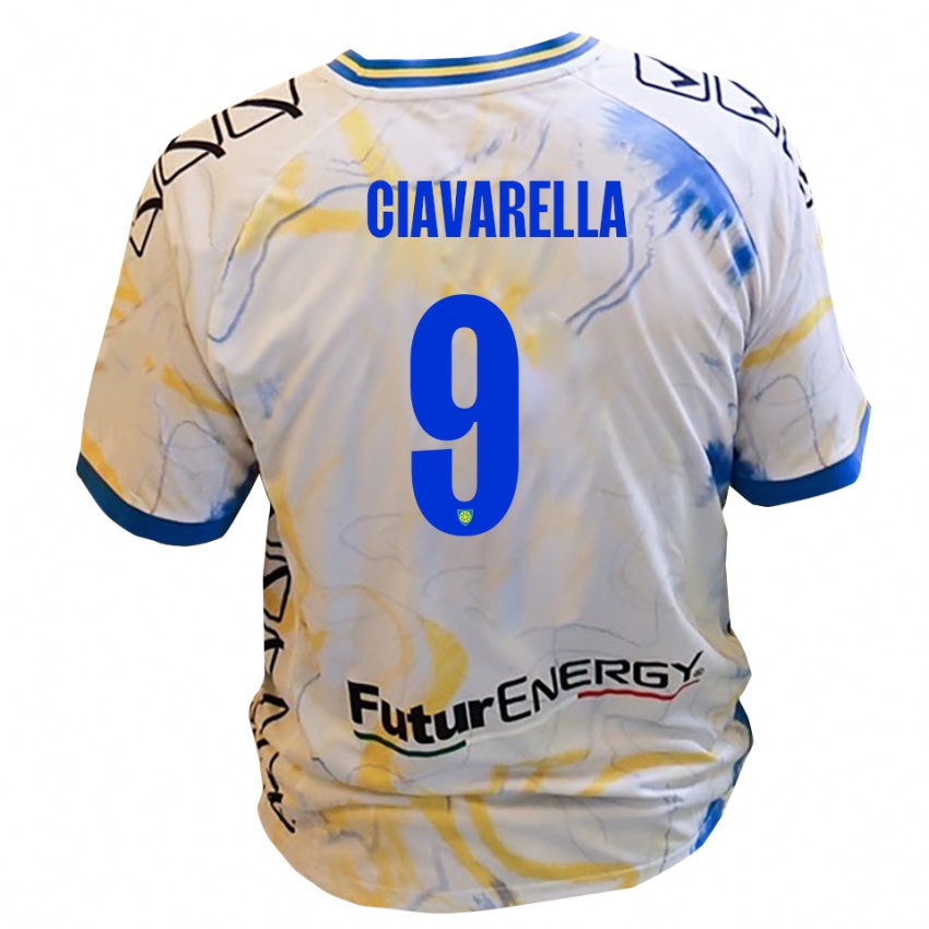 גברים ג׳קופו סיאווארלה #9 לבן צהוב כחול הרחק ג'רזי 2025/26 חולצה קצרה