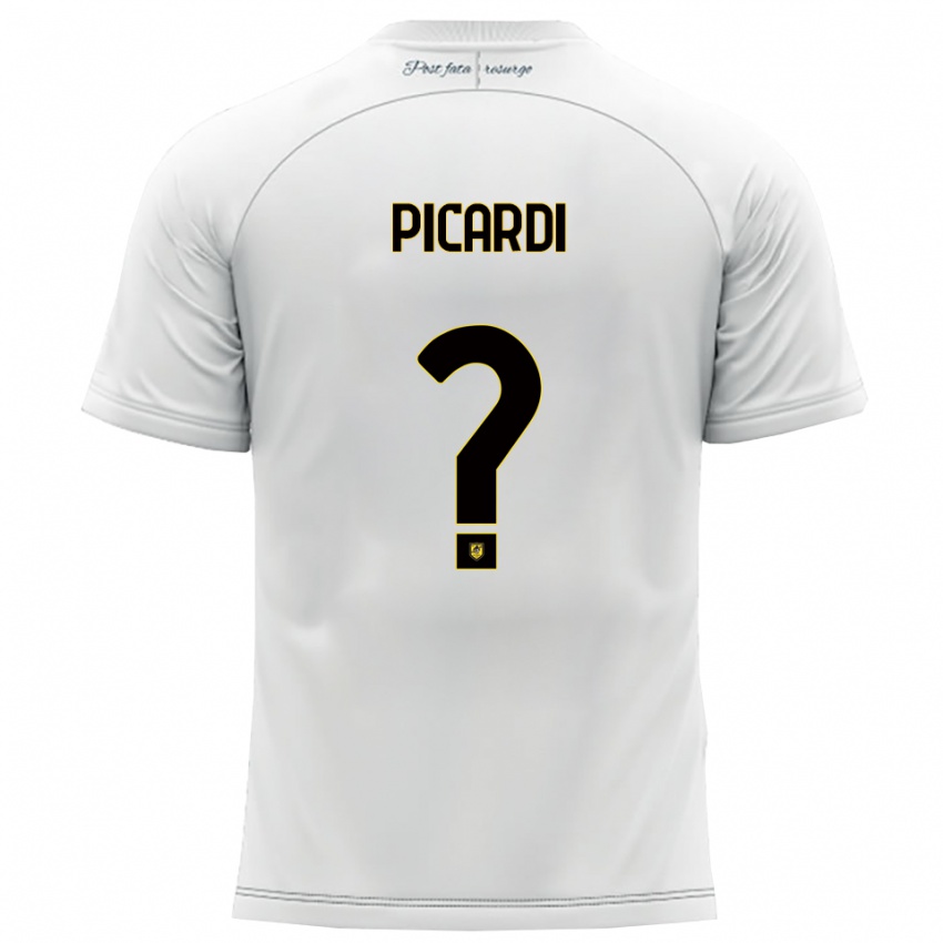 גברים Davide Picardi #0 לבן צהוב הרחק ג'רזי 2025/26 חולצה קצרה