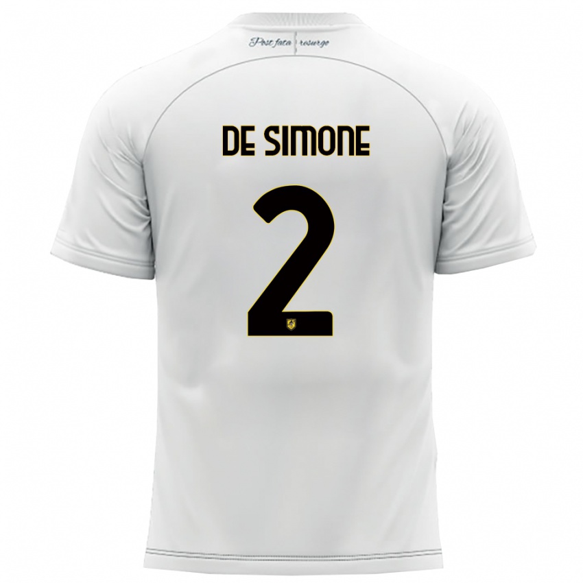 גברים Marco De Simone #2 לבן צהוב הרחק ג'רזי 2025/26 חולצה קצרה