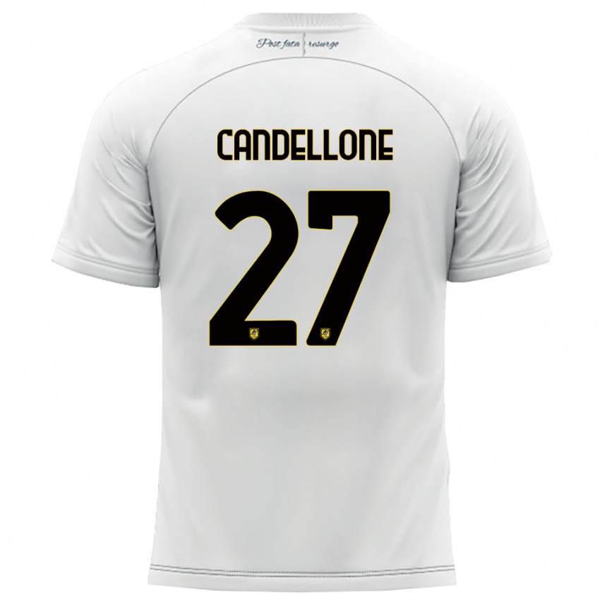 גברים לאונרדו קנדלונה #27 לבן צהוב הרחק ג'רזי 2025/26 חולצה קצרה