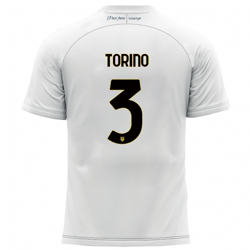 גברים Christian Torino #3 לבן צהוב הרחק ג'רזי 2025/26 חולצה קצרה