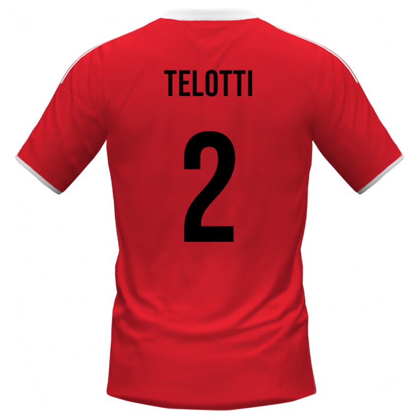 גברים Giacomo Telotti #2 אדום לבן הרחק ג'רזי 2025/26 חולצה קצרה