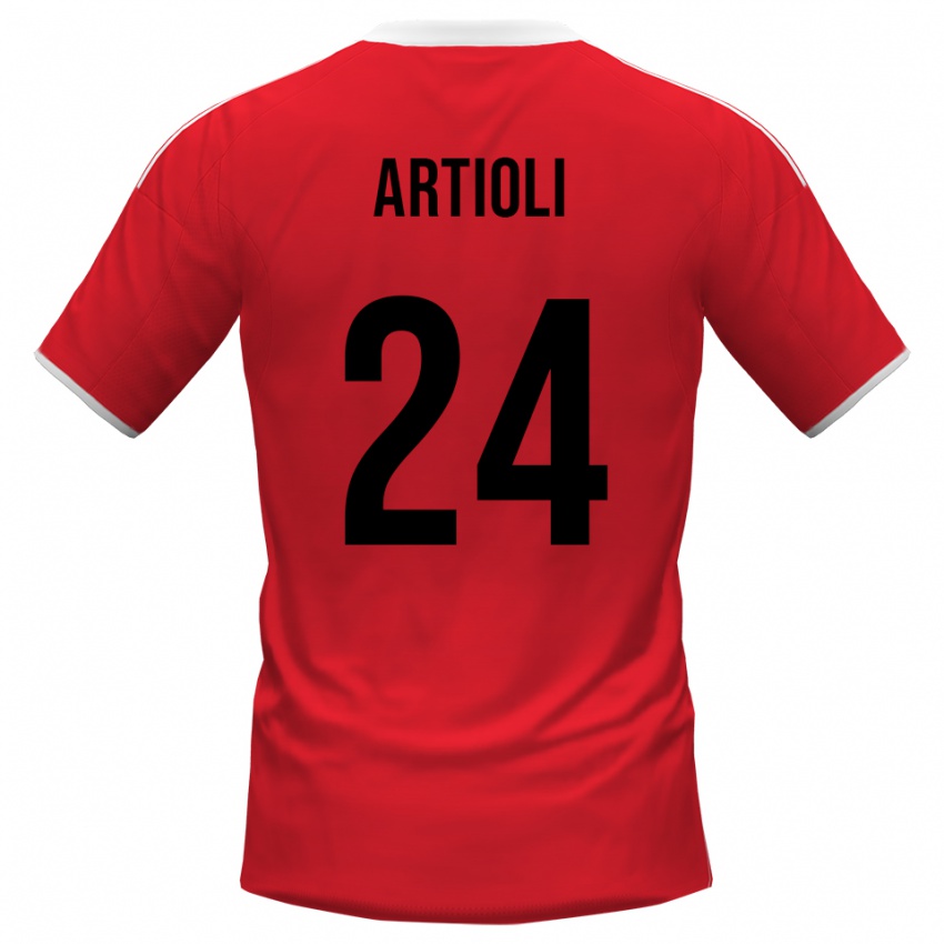 גברים Federico Artioli #24 אדום לבן הרחק ג'רזי 2025/26 חולצה קצרה