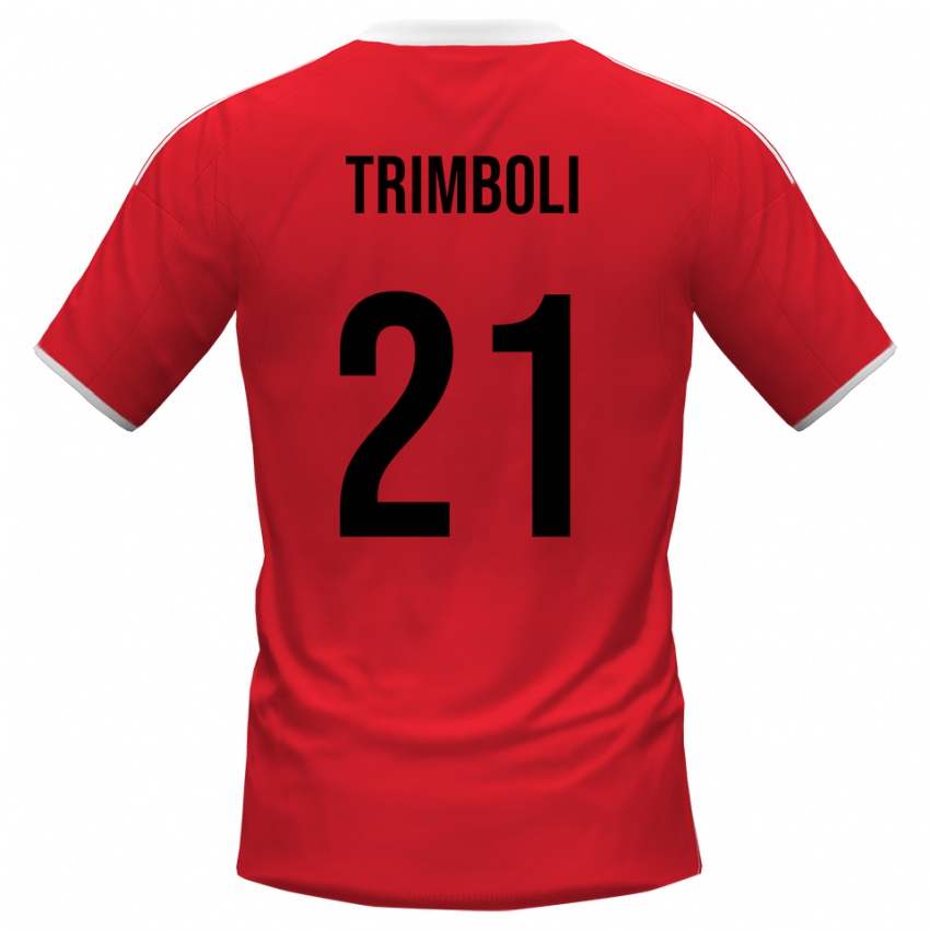 גברים סימונה טרימבולי #21 אדום לבן הרחק ג'רזי 2025/26 חולצה קצרה