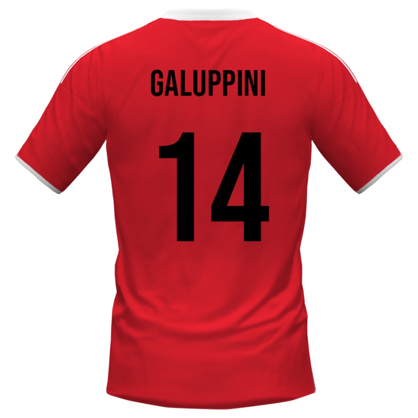 גברים Francesco Galuppini #14 אדום לבן הרחק ג'רזי 2025/26 חולצה קצרה