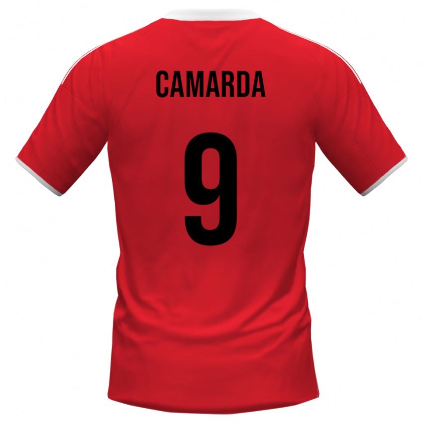 גברים Nicolò Camarda #9 אדום לבן הרחק ג'רזי 2025/26 חולצה קצרה