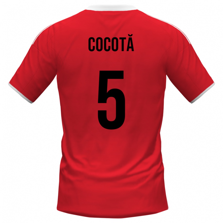 גברים Dorian Cocotă #5 אדום לבן הרחק ג'רזי 2025/26 חולצה קצרה