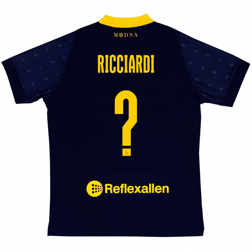 גברים Francesco Ricciardi #0 כחול נייבי צהוב הרחק ג'רזי 2025/26 חולצה קצרה