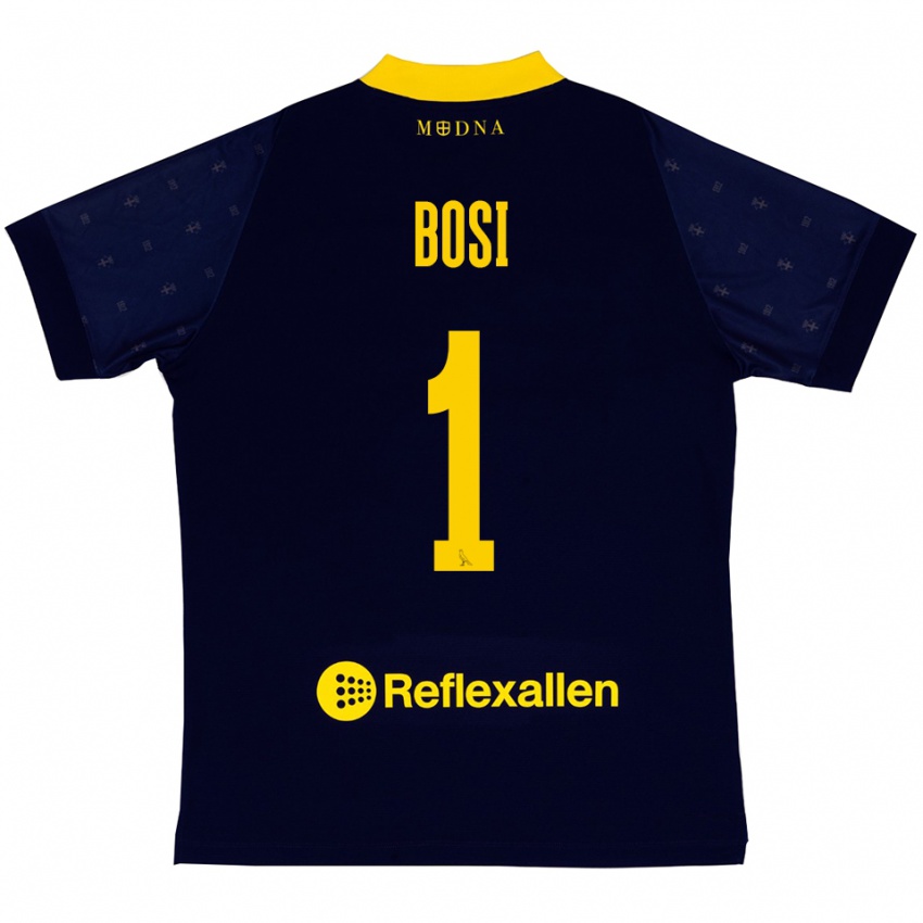 גברים Matteo Bosi #1 כחול נייבי צהוב הרחק ג'רזי 2025/26 חולצה קצרה