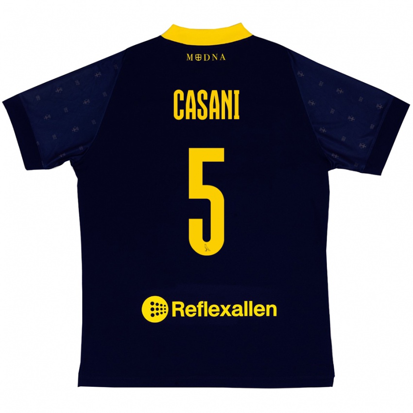 גברים Iacopo Casani #5 כחול נייבי צהוב הרחק ג'רזי 2025/26 חולצה קצרה