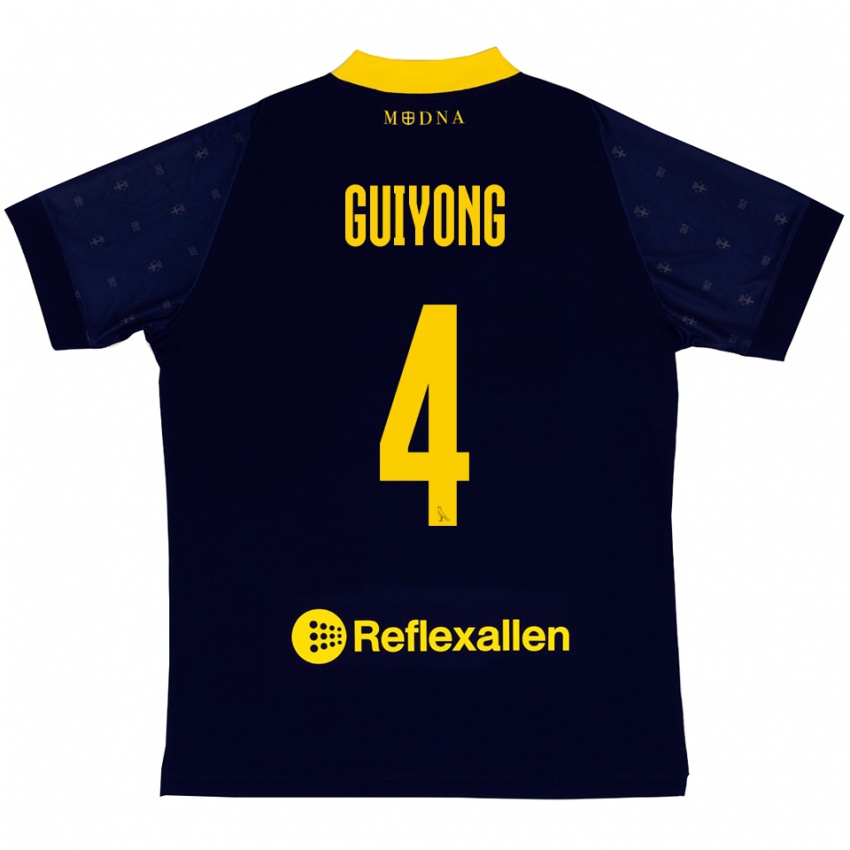 גברים Franck Guiyong #4 כחול נייבי צהוב הרחק ג'רזי 2025/26 חולצה קצרה