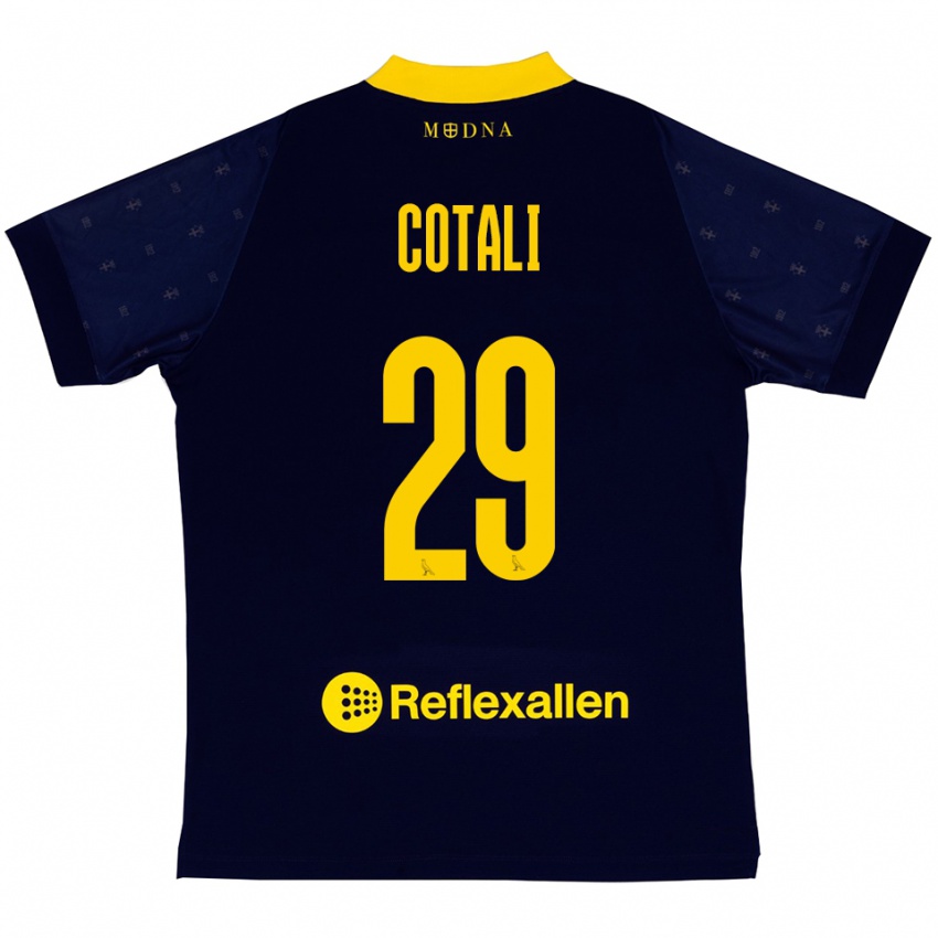 גברים Matteo Cotali #29 כחול נייבי צהוב הרחק ג'רזי 2025/26 חולצה קצרה