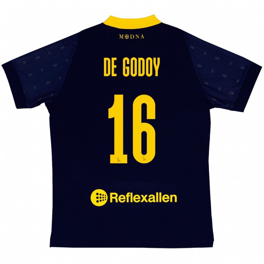 גברים Patrick Pîrv De Godoy #16 כחול נייבי צהוב הרחק ג'רזי 2025/26 חולצה קצרה