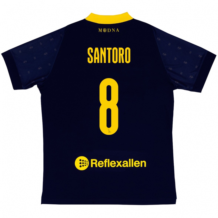 גברים Simone Santoro #8 כחול נייבי צהוב הרחק ג'רזי 2025/26 חולצה קצרה