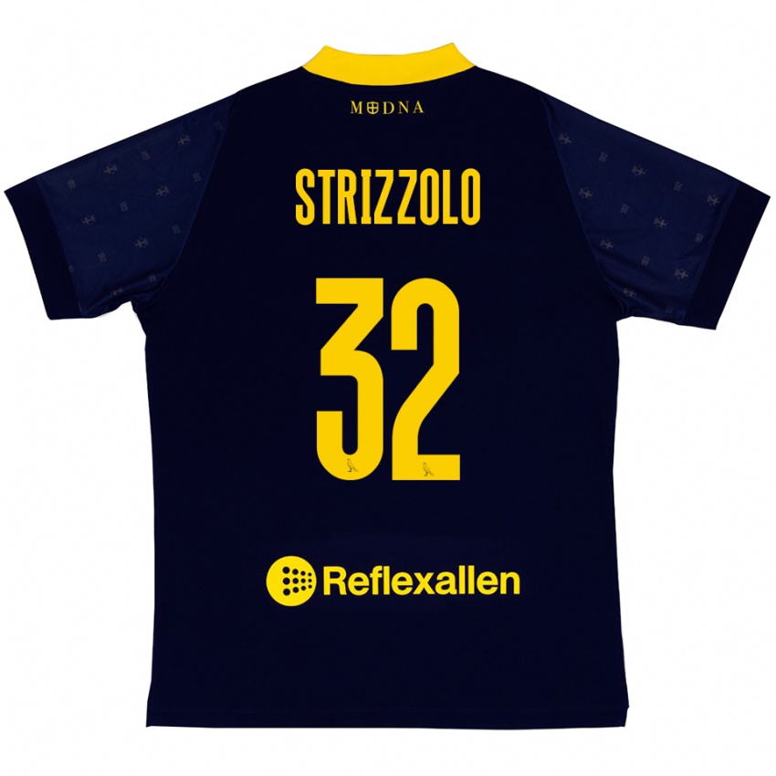 גברים Luca Strizzolo #32 כחול נייבי צהוב הרחק ג'רזי 2025/26 חולצה קצרה