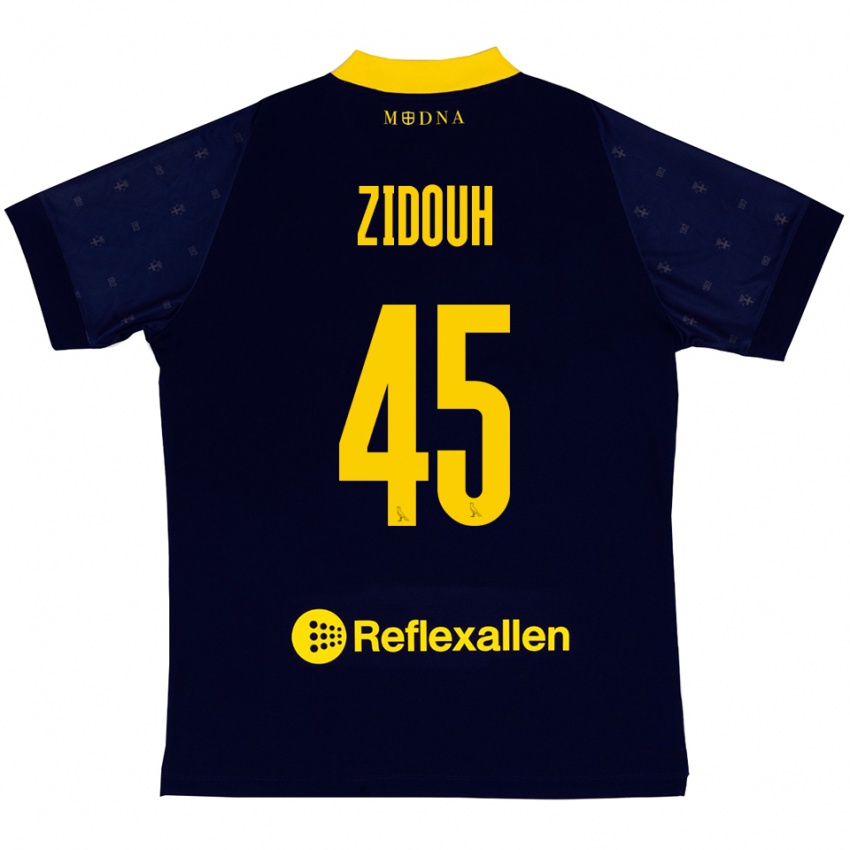 גברים טאהה זידו #45 כחול נייבי צהוב הרחק ג'רזי 2025/26 חולצה קצרה