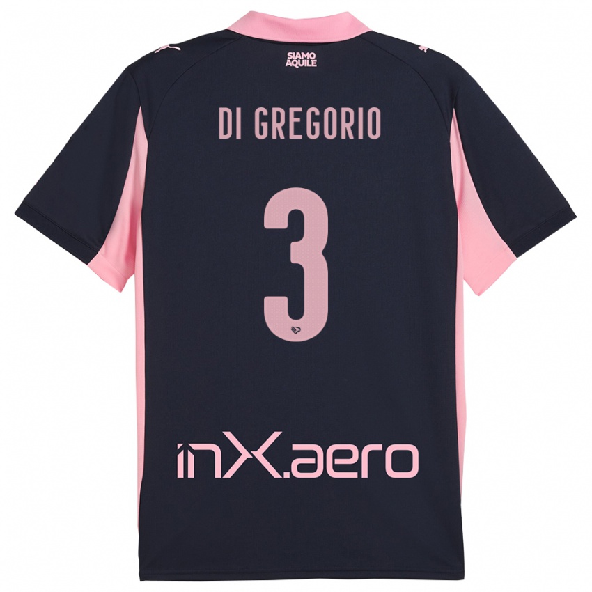 גברים Angelo Di Gregorio #3 כחול נייבי ורוד הרחק ג'רזי 2025/26 חולצה קצרה