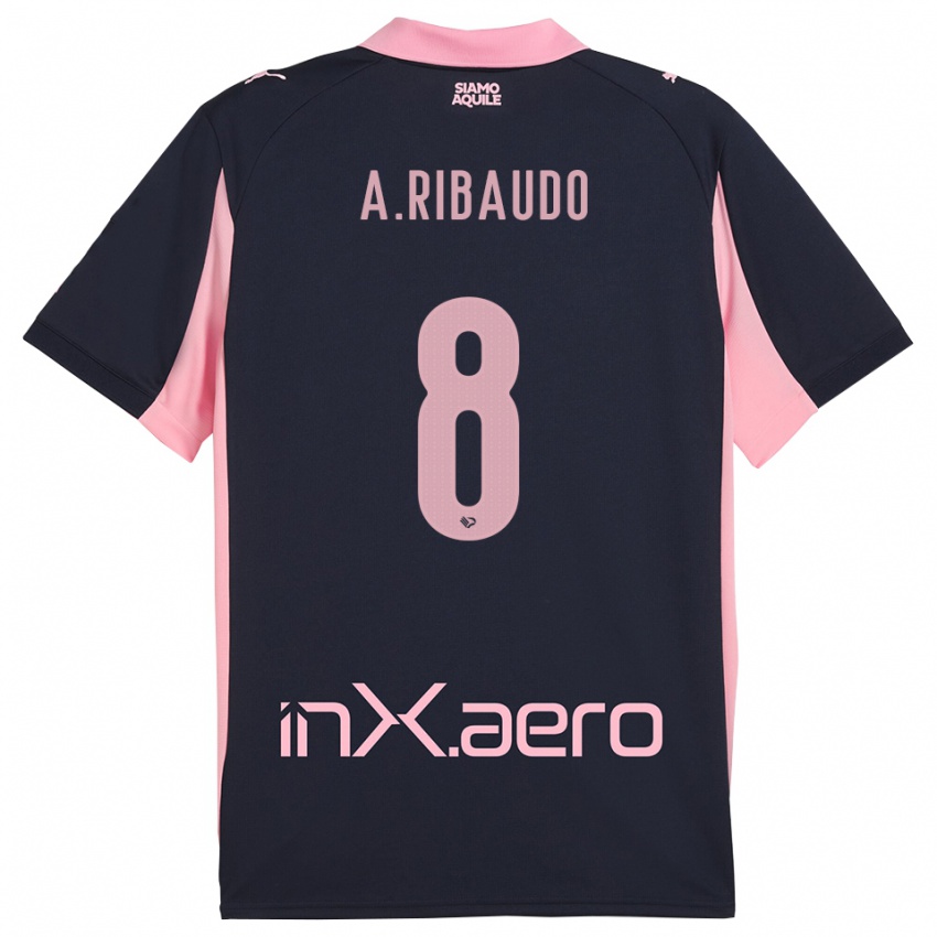 גברים Alessandro Ribaudo #8 כחול נייבי ורוד הרחק ג'רזי 2025/26 חולצה קצרה