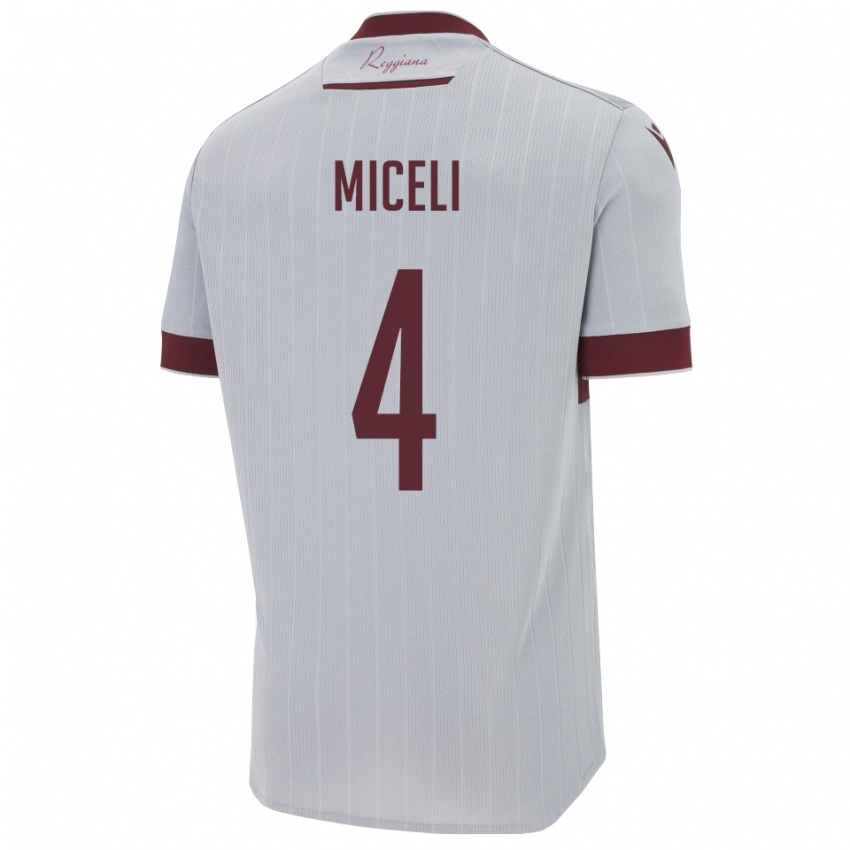 גברים Leonardo Miceli #4 בורגונדי לבן הרחק ג'רזי 2025/26 חולצה קצרה