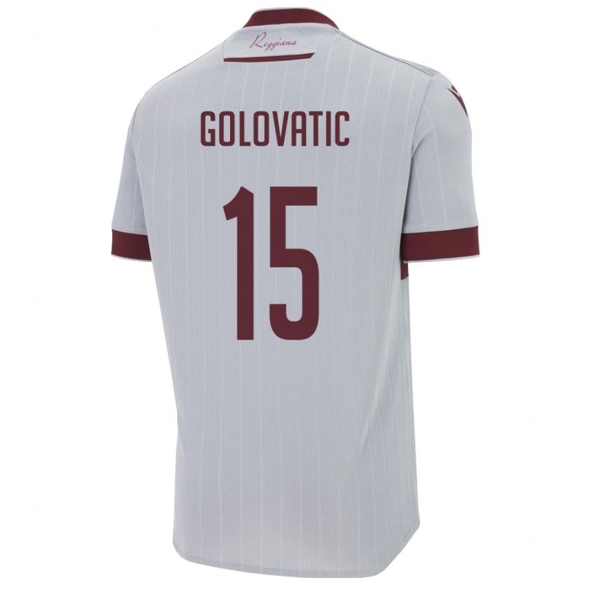 גברים Daniel Golovatic #15 בורגונדי לבן הרחק ג'רזי 2025/26 חולצה קצרה